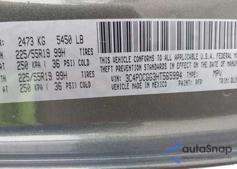 2017 Dodge Journey Crossroad Plus из США, поврежденный, VIN 3C4PDCGG3HT565994